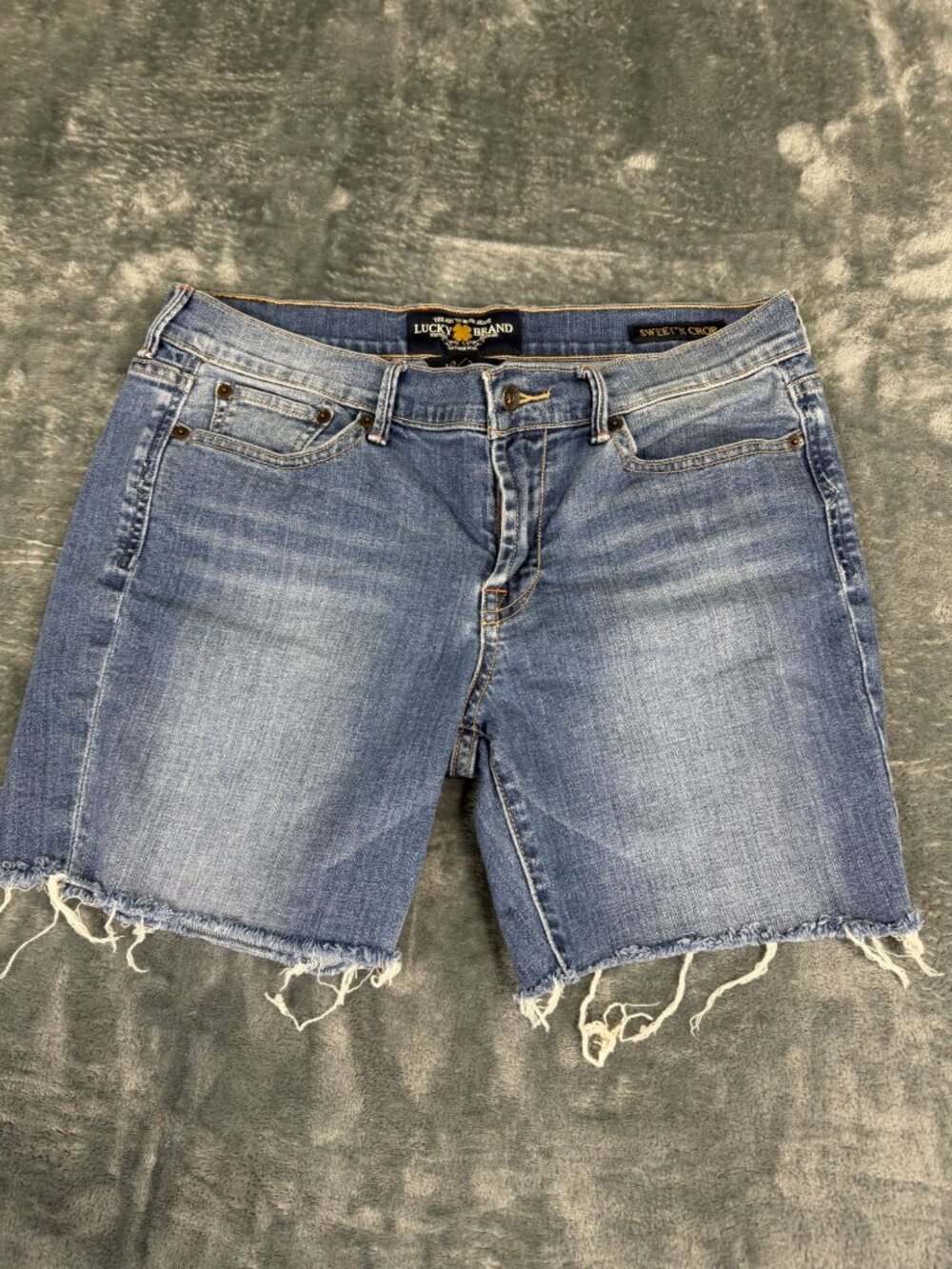 Lucky Brand Womens Blue Denim Sweet N Crop Distressed Frayed Hem Shorts 10